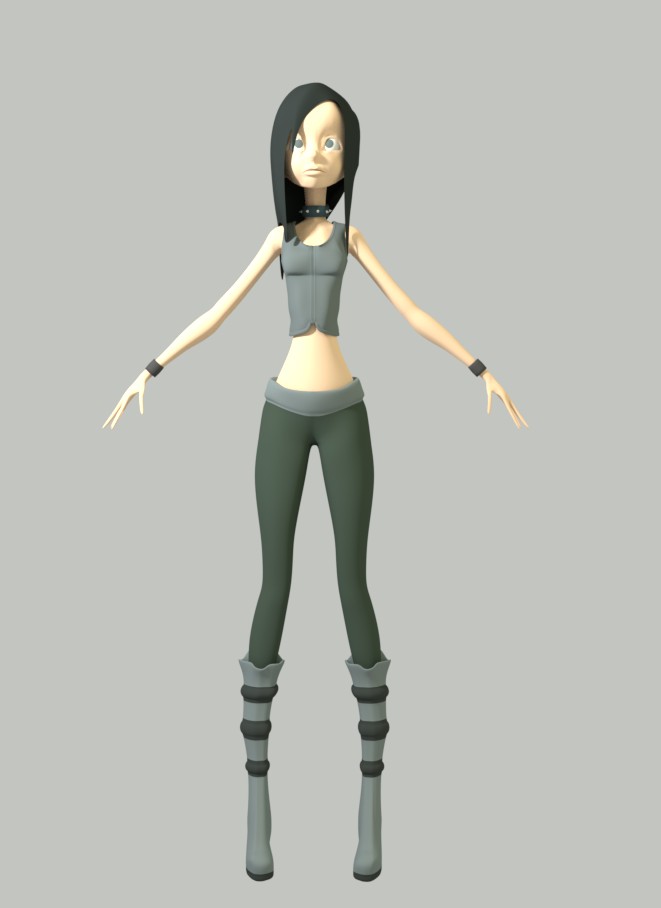 Cute Girl Cartoon Character - Rigged & Textured preview image 3